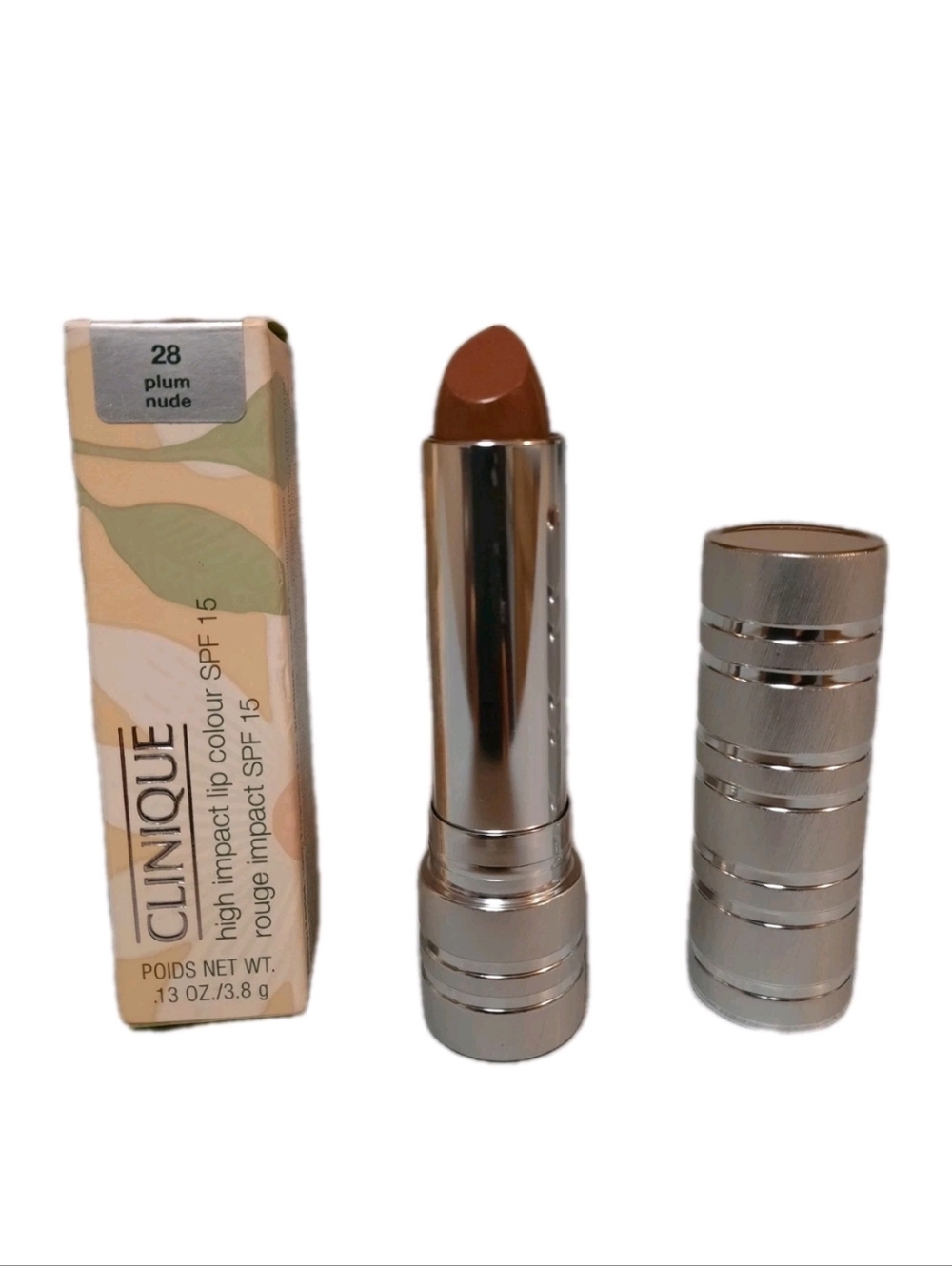 New In Box Clinique High Impact Lip Colour SPF 15 Plum Nude 28 Lipstick NEW